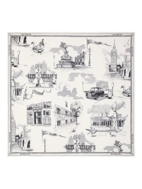 Burberry London Landmarks-print silk scarf