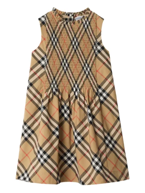Burberry Kids vestido de popelina con motivo de cuadros