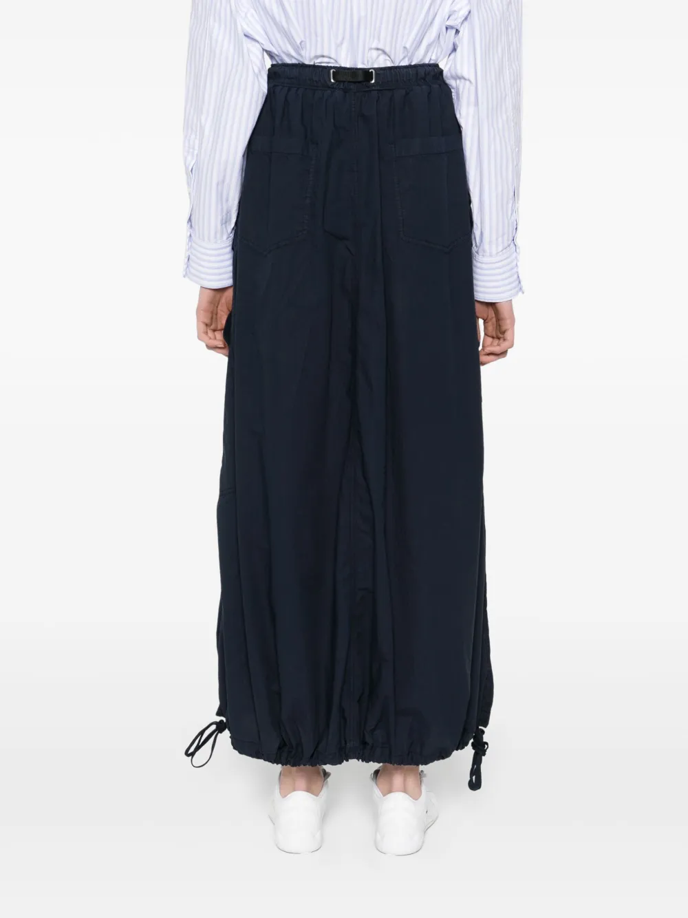 White Sand Navy Blue Cotton Maxi Skirt
