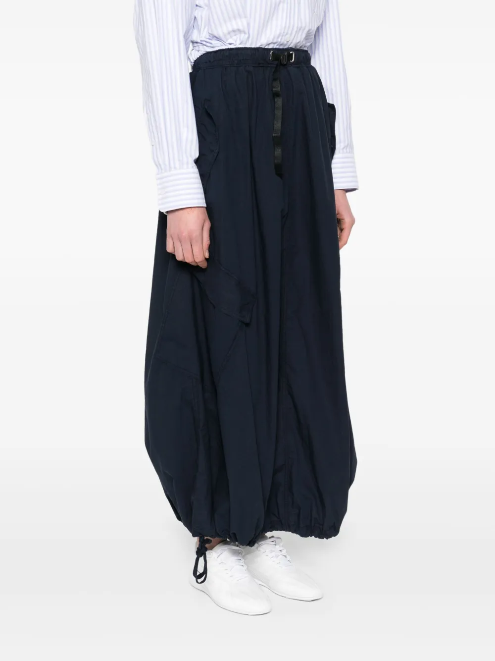 White Sand Navy Blue Cotton Maxi Skirt