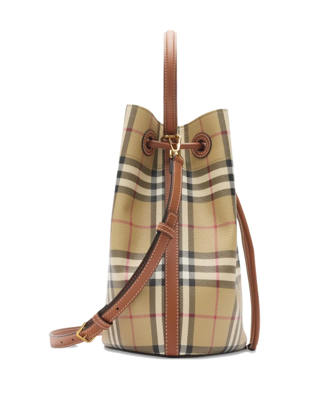 Burberry Kleine geruite bucket-tas Beige