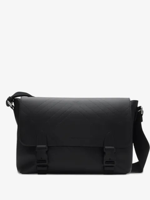 Burberry embossed check buckled messenger bag​