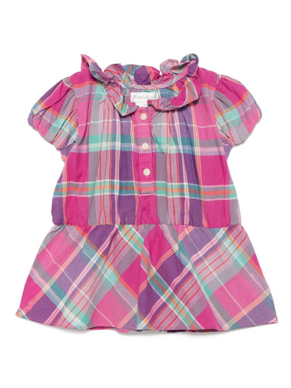POLO RALPH LAUREN KIDS Geruite jurk Roze