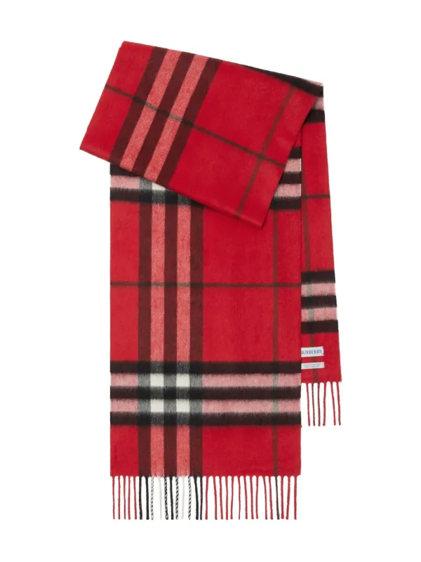 Burberry Checked Cashmere Scarf Red FARFETCH IN