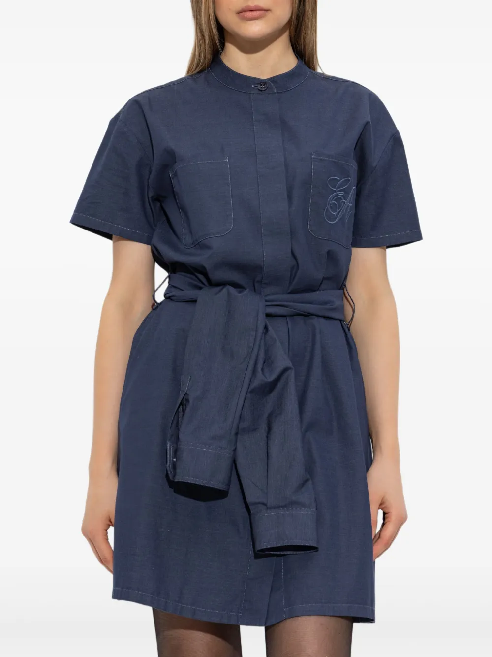 EMPORIO ARMANI COLLARED BELTED SHIRT DRESS