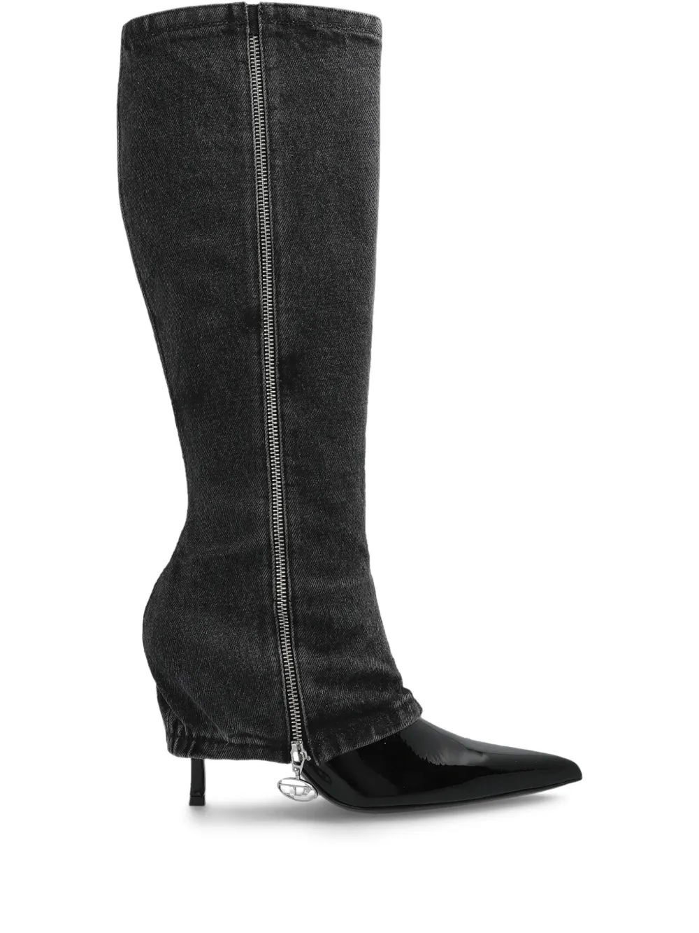 Diesel 100 mm laarzen met denim vlak Zwart