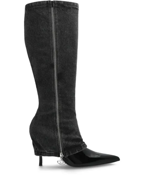 Diesel botas con paneles de mezclilla y tacón de 100mm