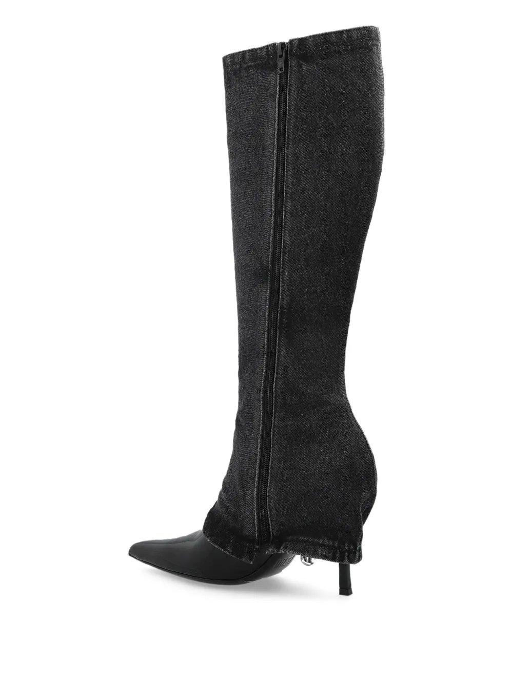 Diesel 100 mm laarzen met denim vlak Zwart