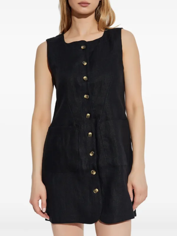 Posse Linen Mini Dress | Black | FARFETCH