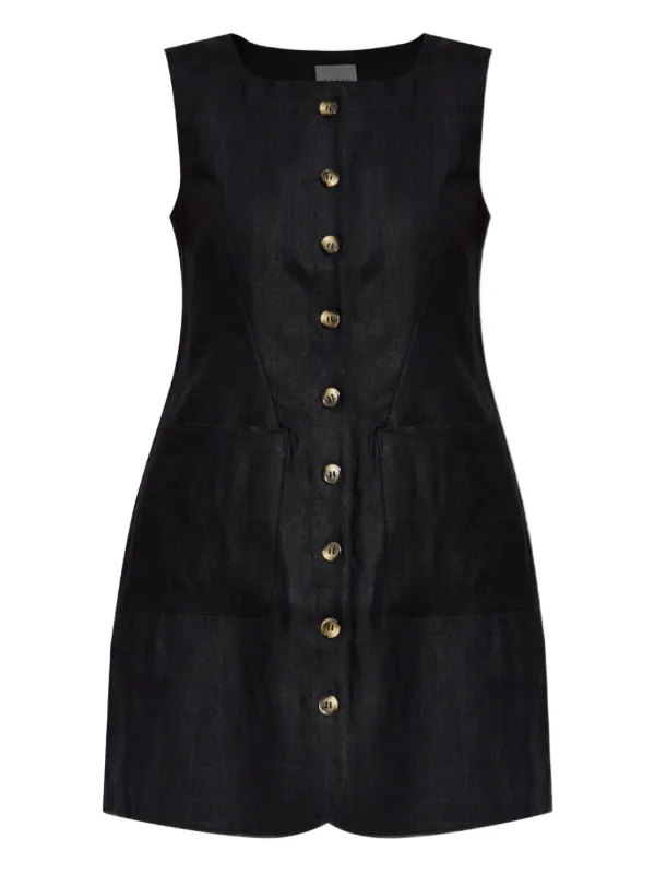 Posse Linen Mini Dress | Black | FARFETCH