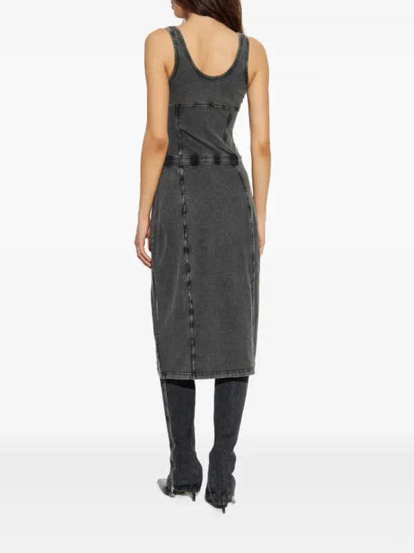 DIESEL>>ディーゼル D-Inny ノースリーブ ミディドレス D-INNY Sleeveless midi dress with denim effect｜グレー