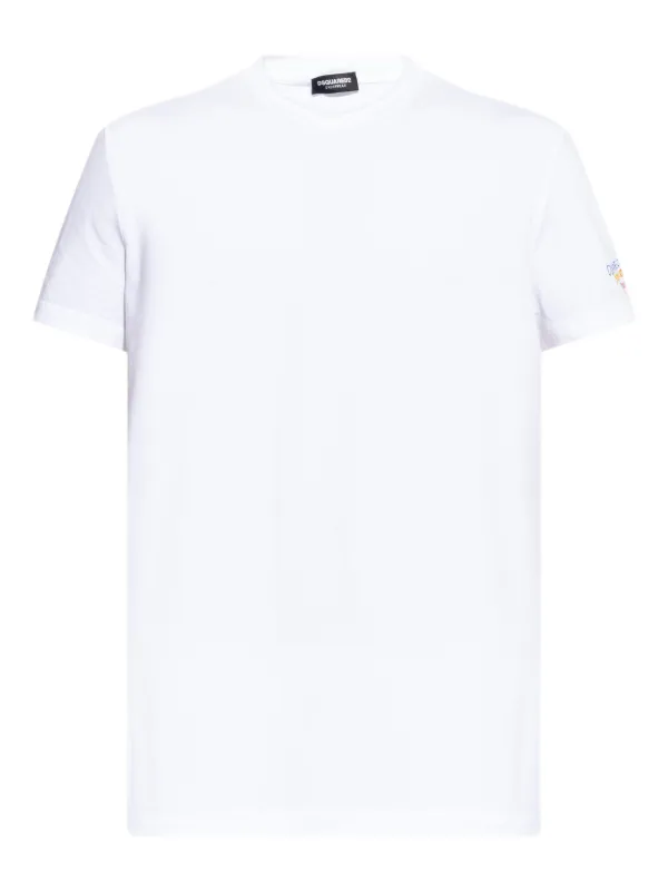 【関税込み】D SQUARED2 Hardcore print shiny jersey t-shirt DSQUARED2 D2 T-SHIRT MENS GOLD SEQUIN LOGO - BLACK - 100