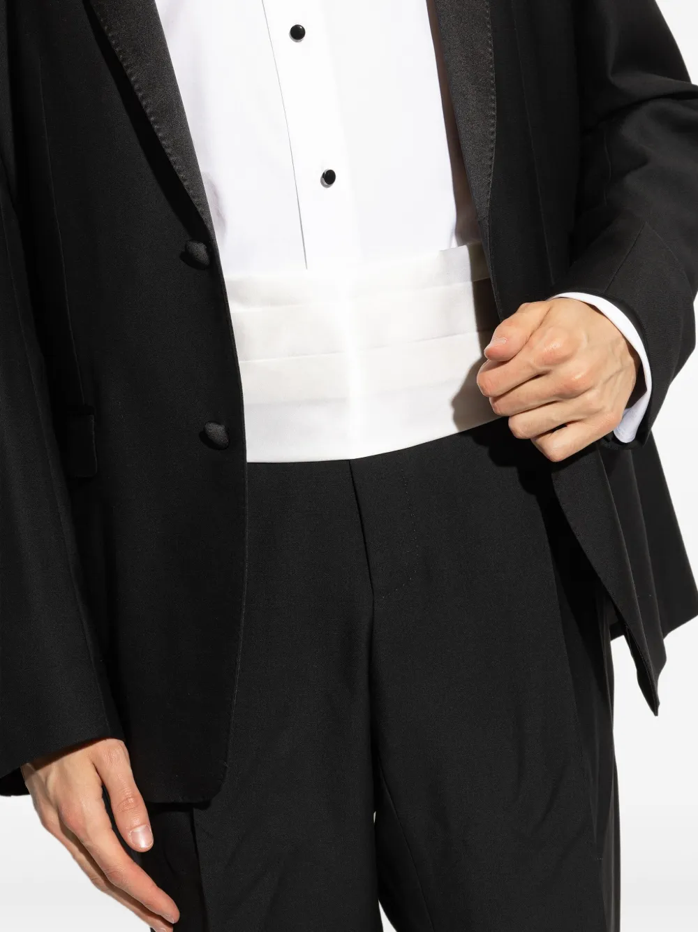 Giorgio Armani Geplooide cummerbund Wit