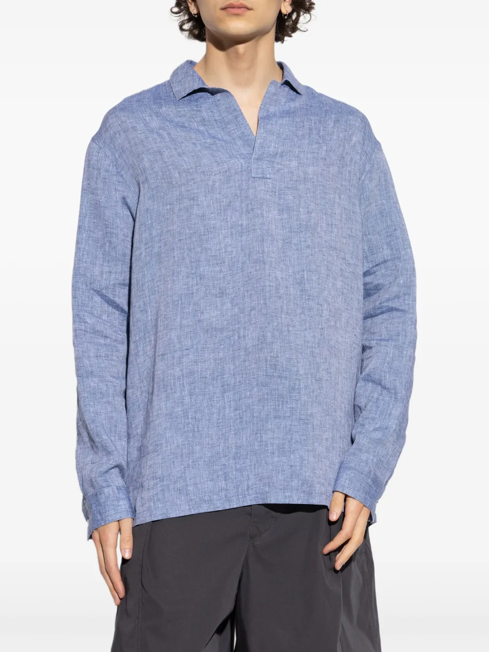 Giorgio Armani Linnen overhemd Blauw
