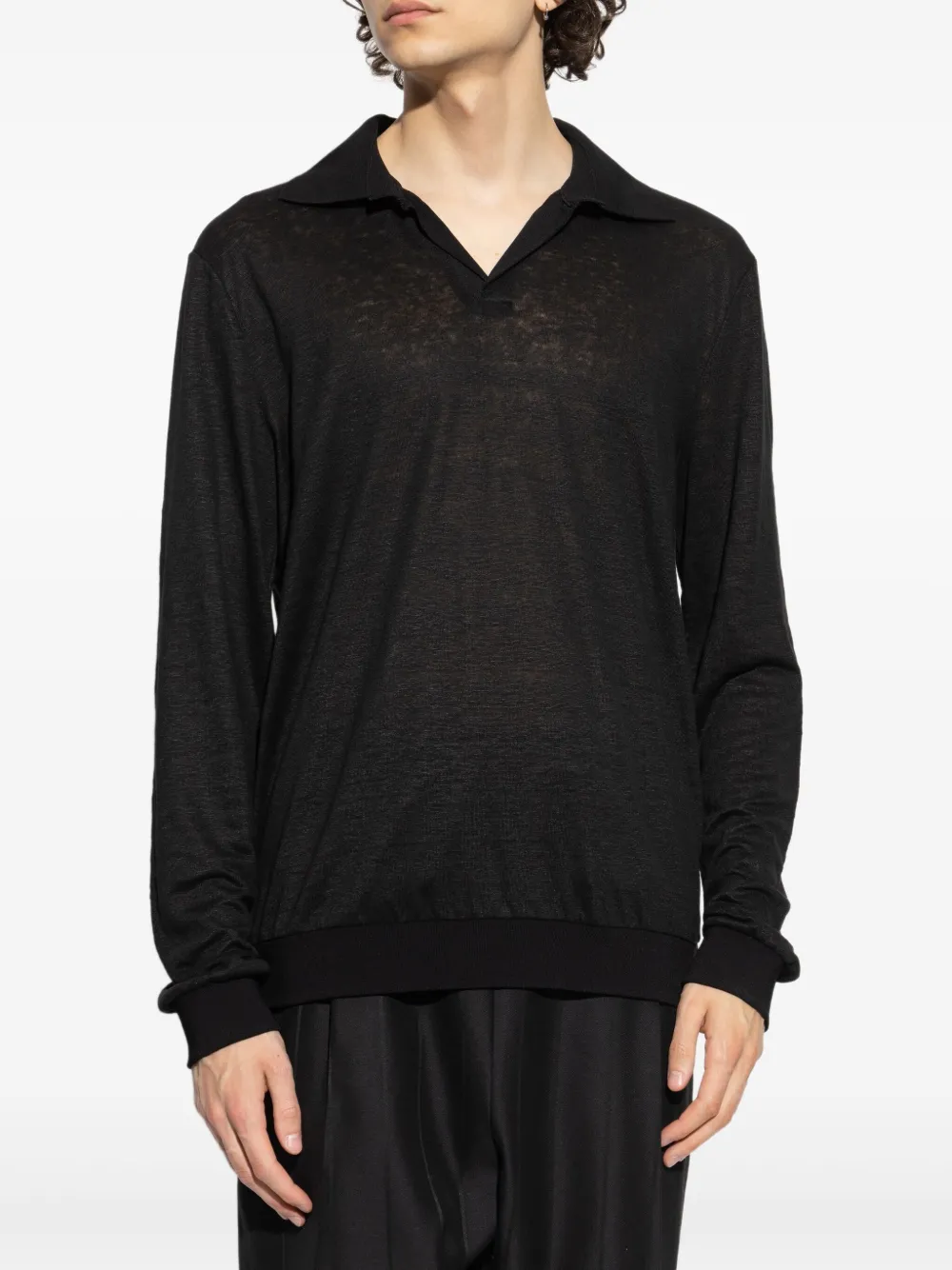 Giorgio Armani Fijngebreid T-shirt Zwart