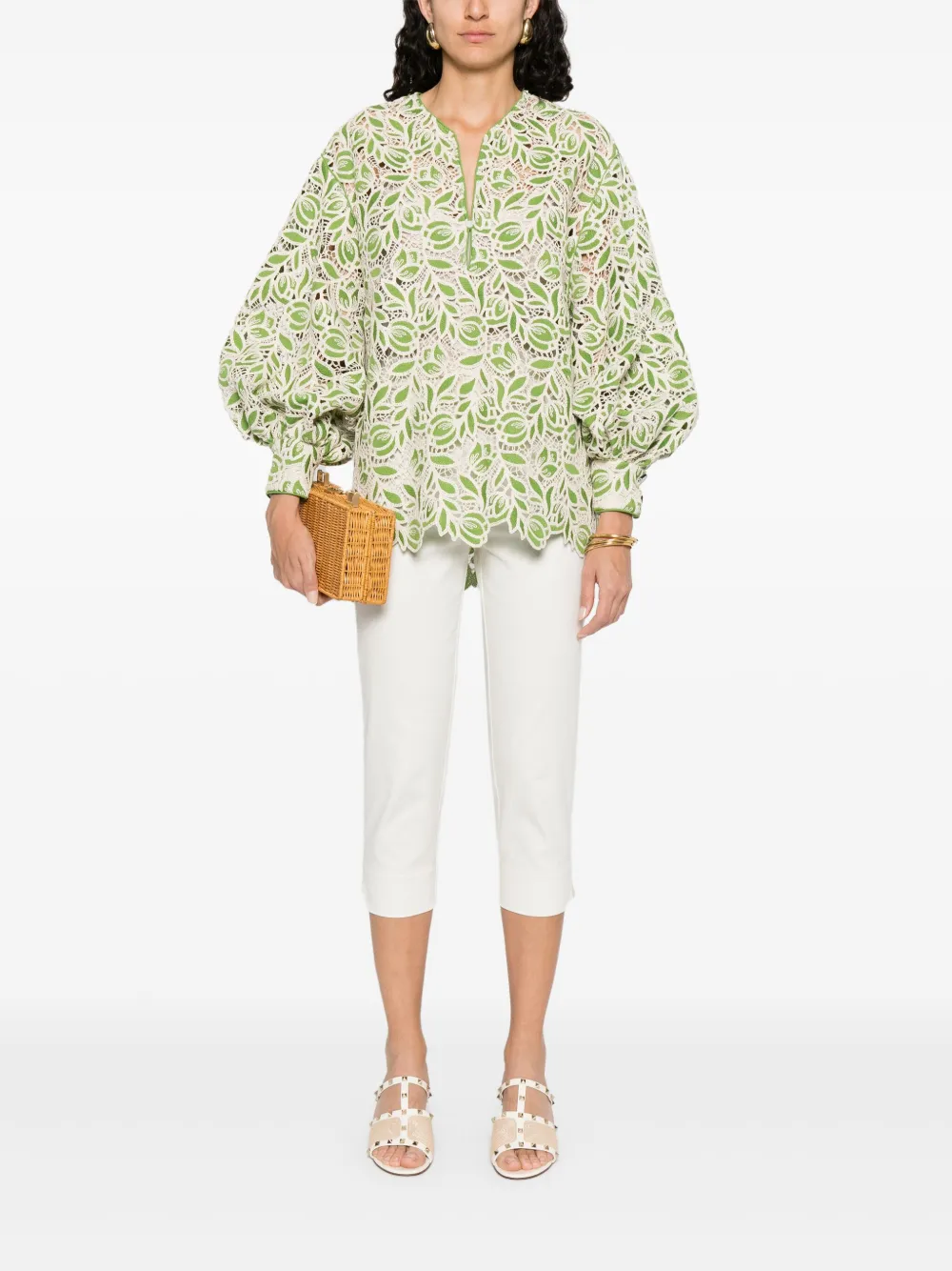 LUISA SPAGNOLI Gehaakte blouse - Groen