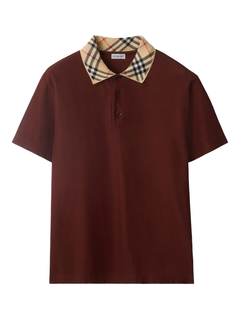 Burberry check-collar cotton polo shirt | Red | Image 1