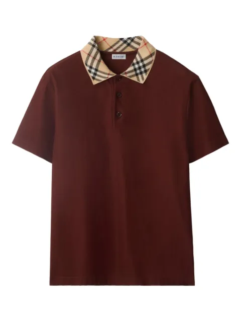 Burberry check-collar cotton polo shirt