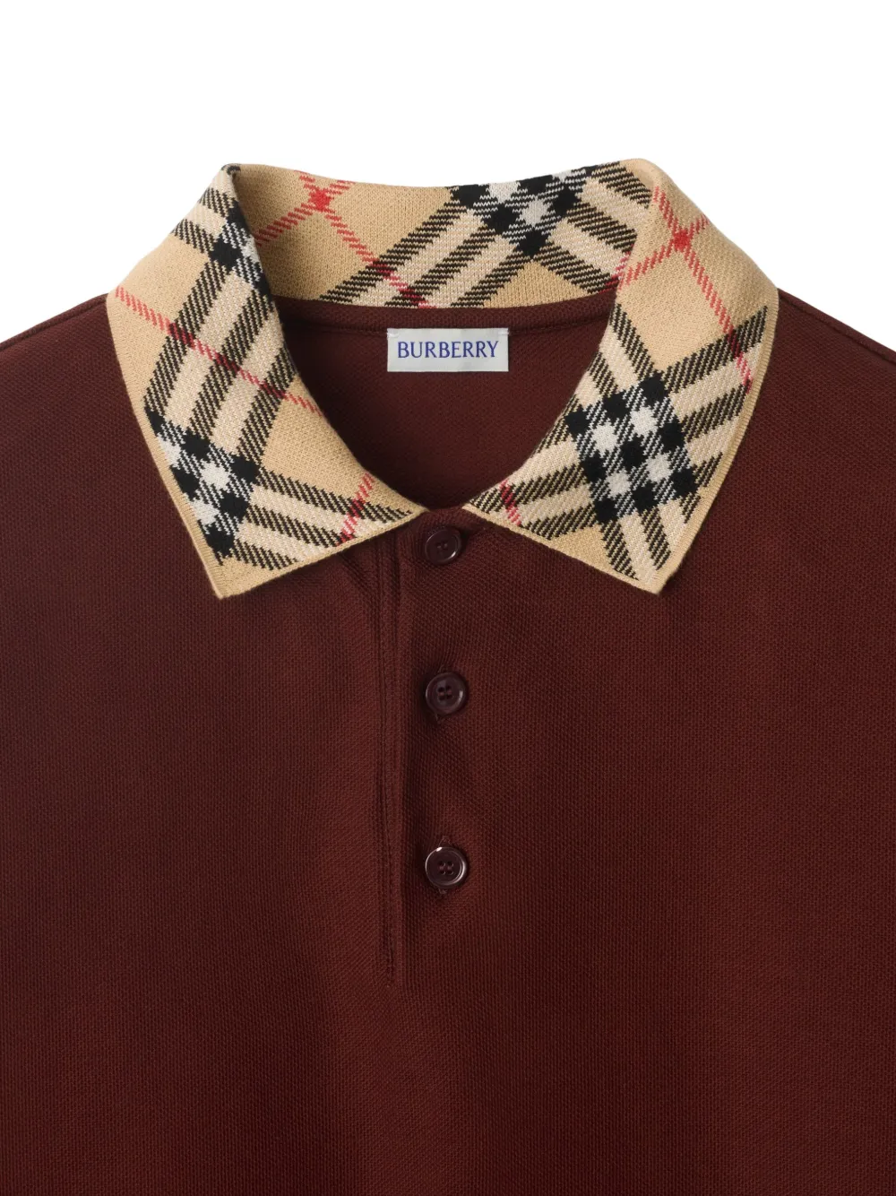 Burberry Katoenen poloshirt met geruite kraag Rood