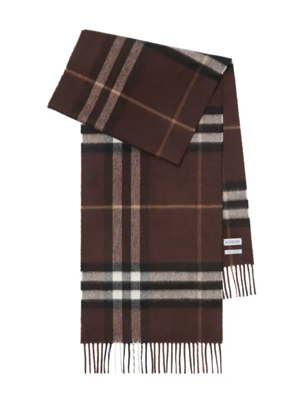 Burberry Checked Cashmere Scarf Brown FARFETCH IN