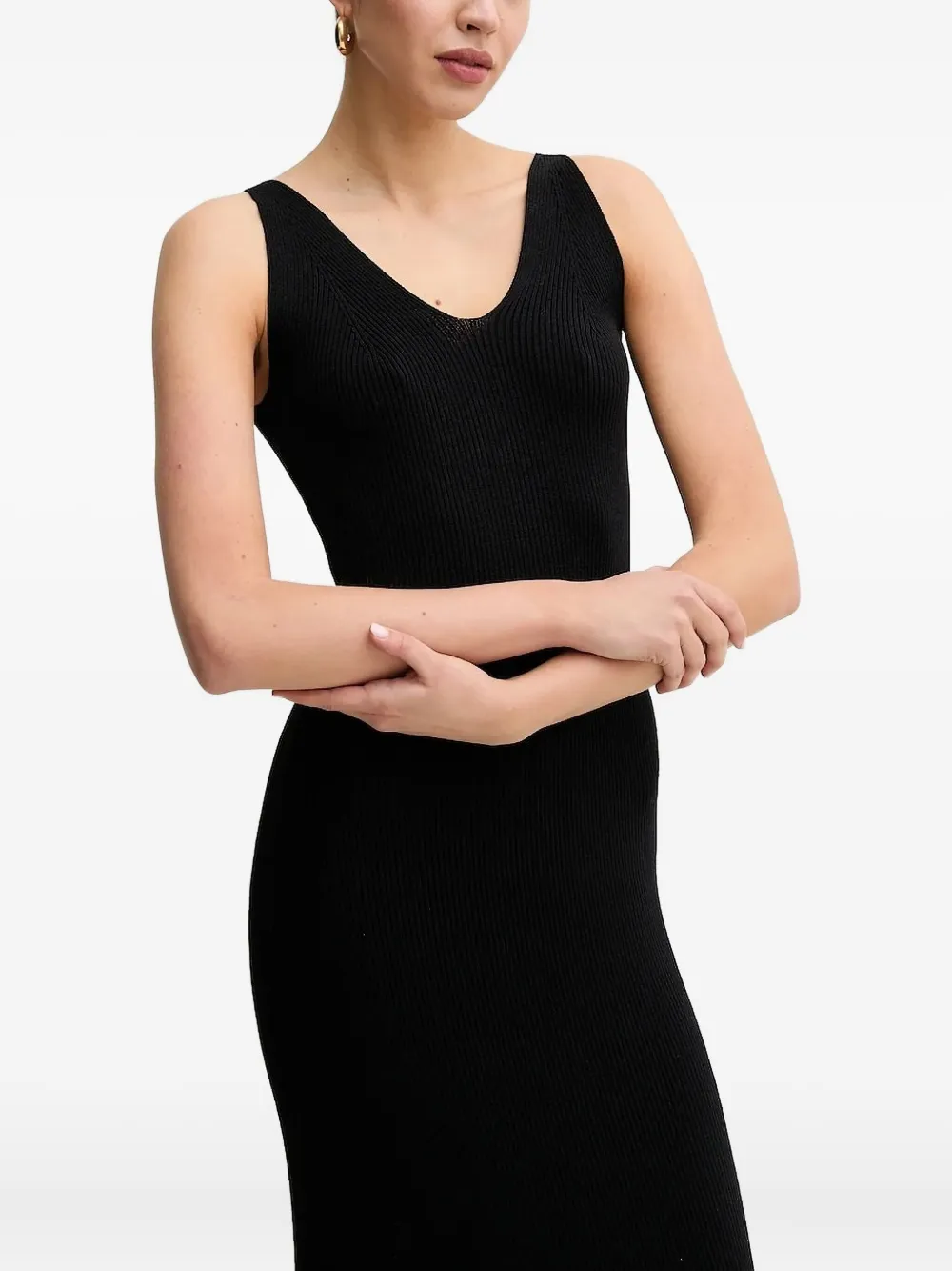 Gant Midi-jurk met V-hals Zwart