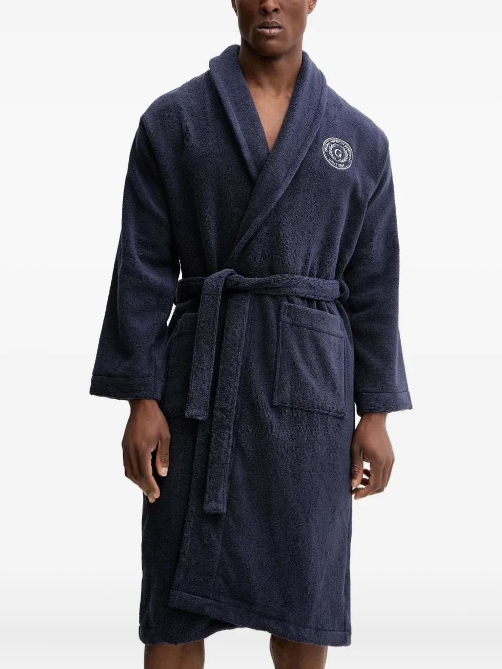 Gant logo-embroidered shawl-collar robe | Blue | Image 1