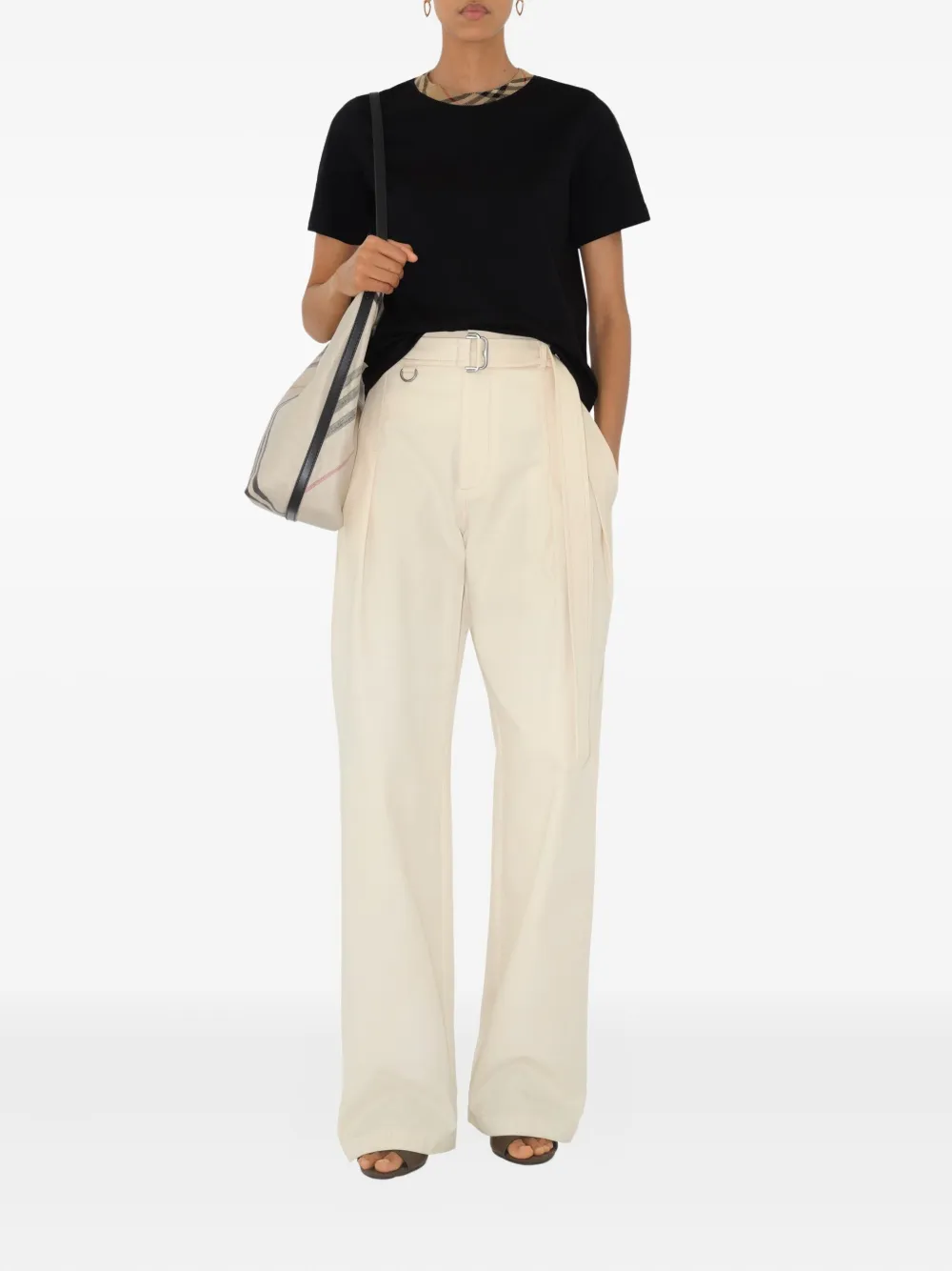 Burberry Geruit T-shirt Zwart