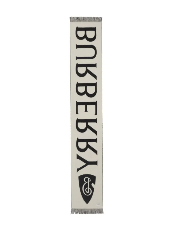 【関税＆送料込み】Burberry Logo Jacquard Scarf Burberry logo-jacquard Wool Scarf | Black | FARFETCH
