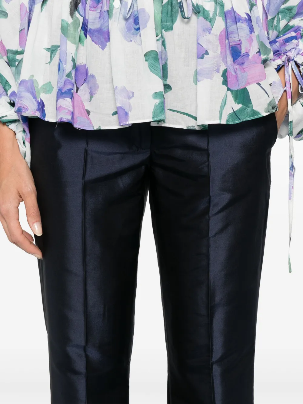 LUISA SPAGNOLI Zijden straight broek Blauw