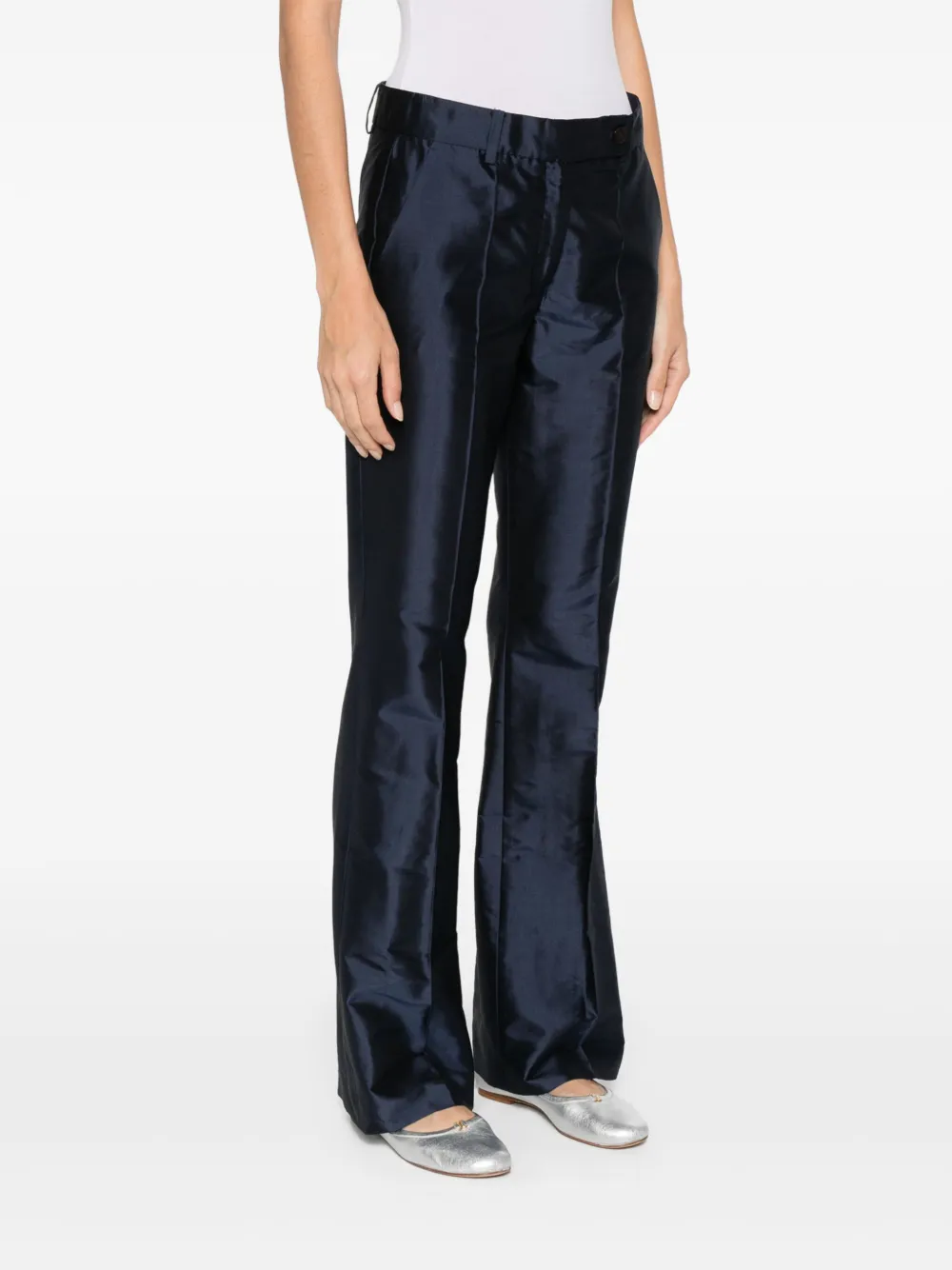 LUISA SPAGNOLI Zijden straight broek Blauw