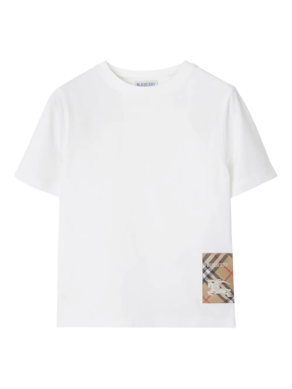 Burberry Kids Katoenen geruit T-shirt met label Wit
