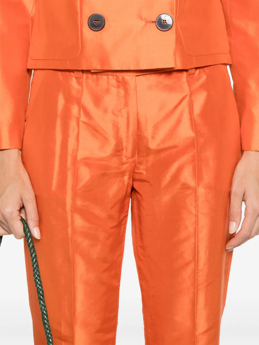 LUISA SPAGNOLI Zijden straight broek Oranje