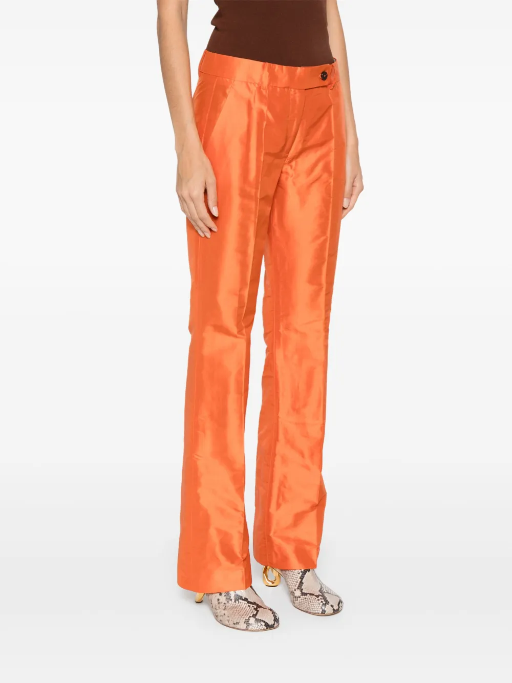 LUISA SPAGNOLI Zijden straight broek Oranje