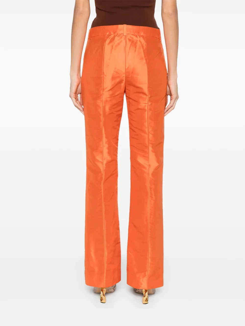 LUISA SPAGNOLI Zijden straight broek Oranje