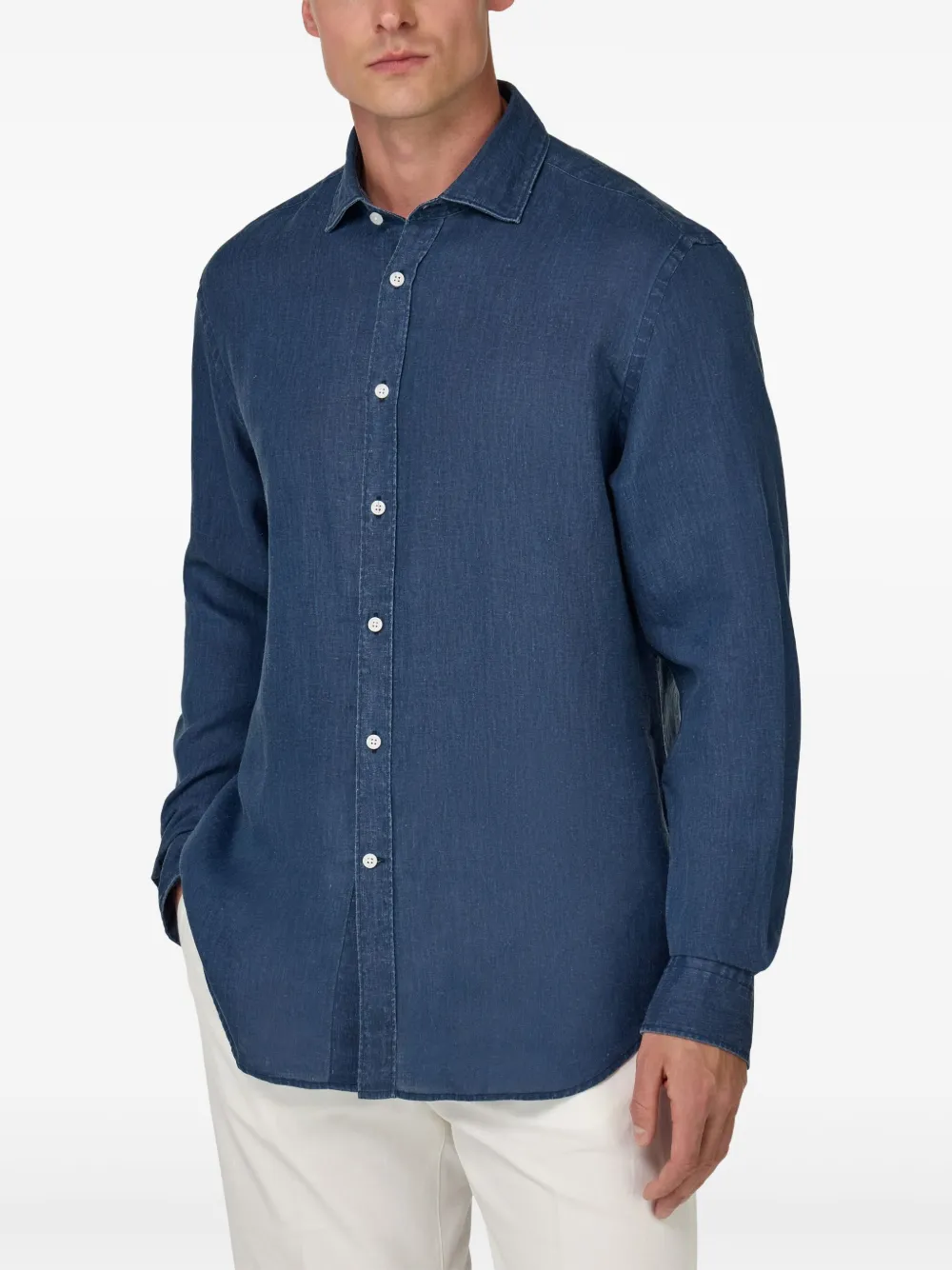 Boggi Milano Linnen overhemd Blauw