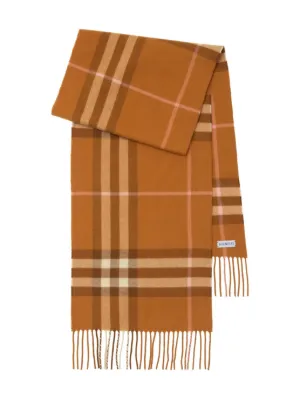 Burberry Checked Cashmere Scarf | Orange | FARFETCH