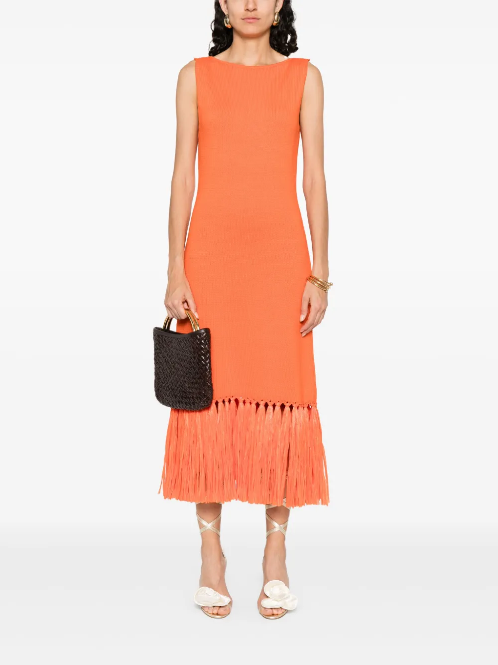 LUISA SPAGNOLI Jersey midi-jurk - Oranje