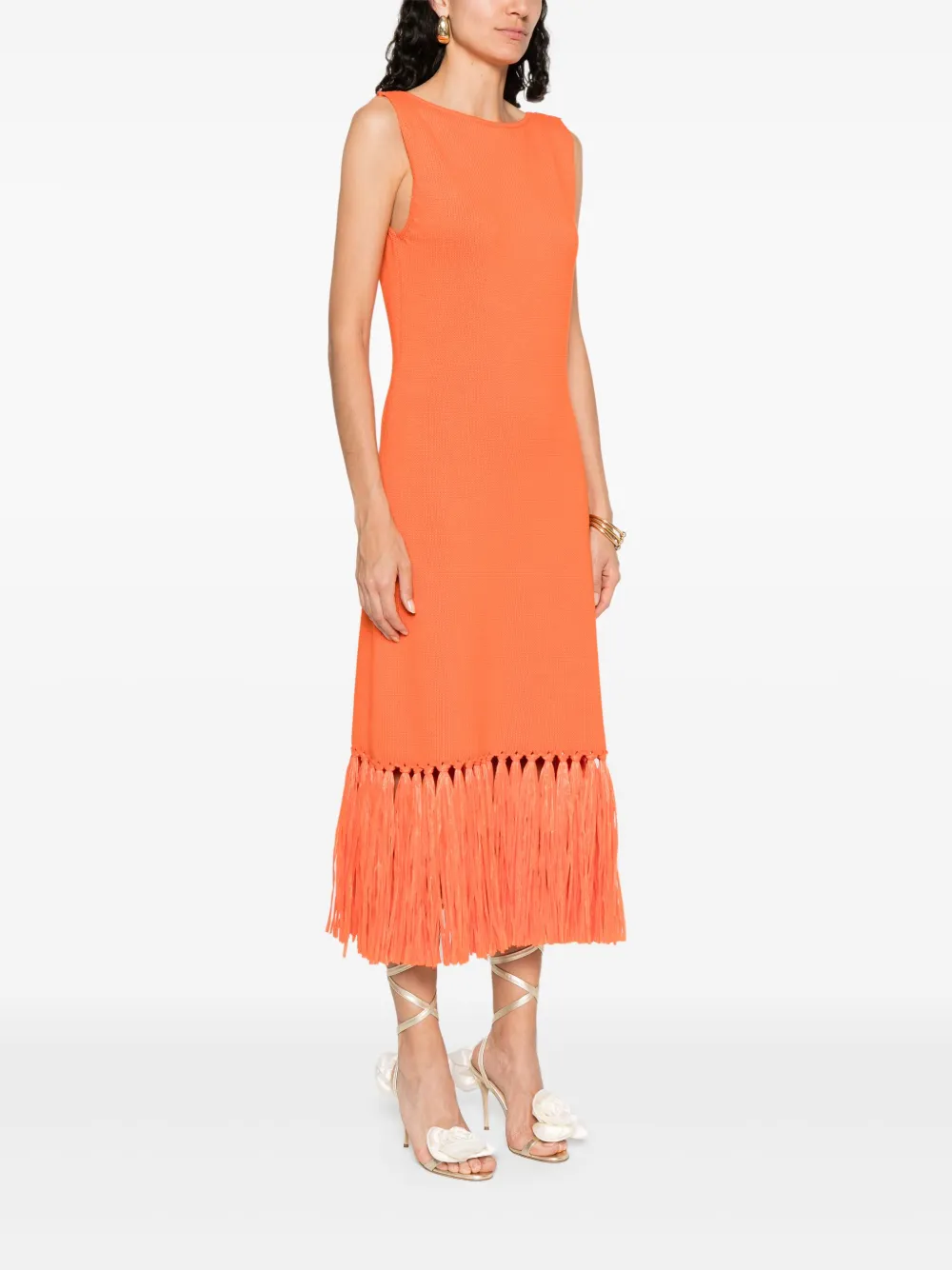 LUISA SPAGNOLI Jersey midi-jurk Oranje