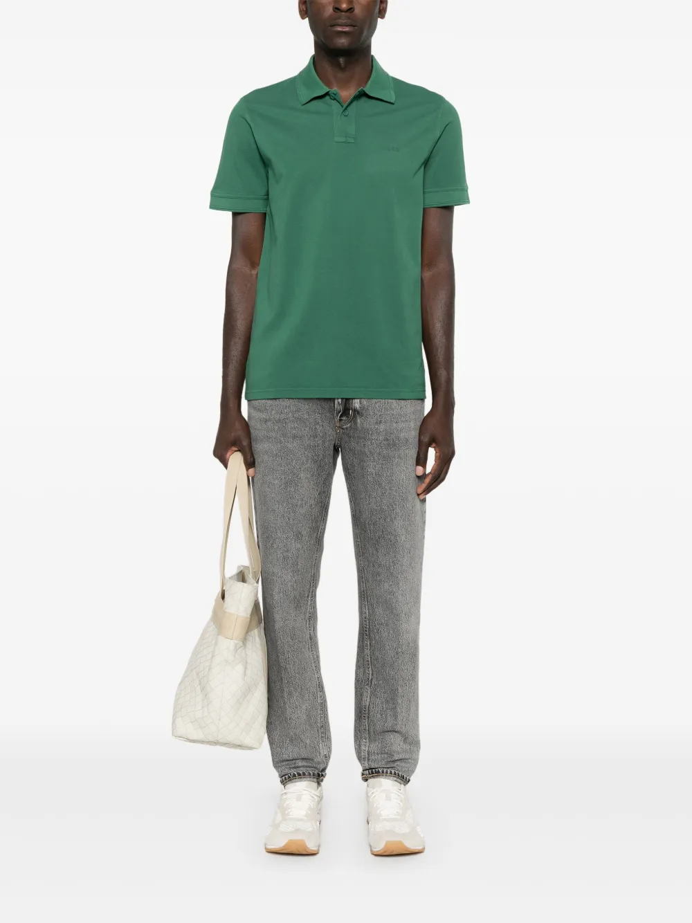 BOSS logo-embroidered piqué polo shirt - Groen