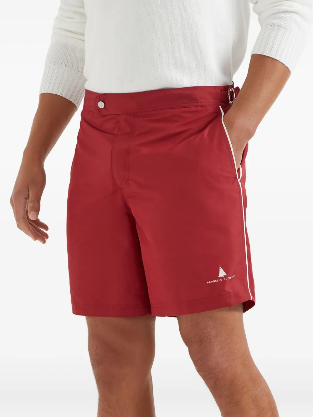 Brunello Cucinelli Zwembroek met logoprint Rood