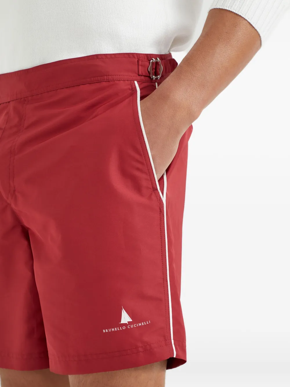 Brunello Cucinelli Zwembroek met logoprint Rood