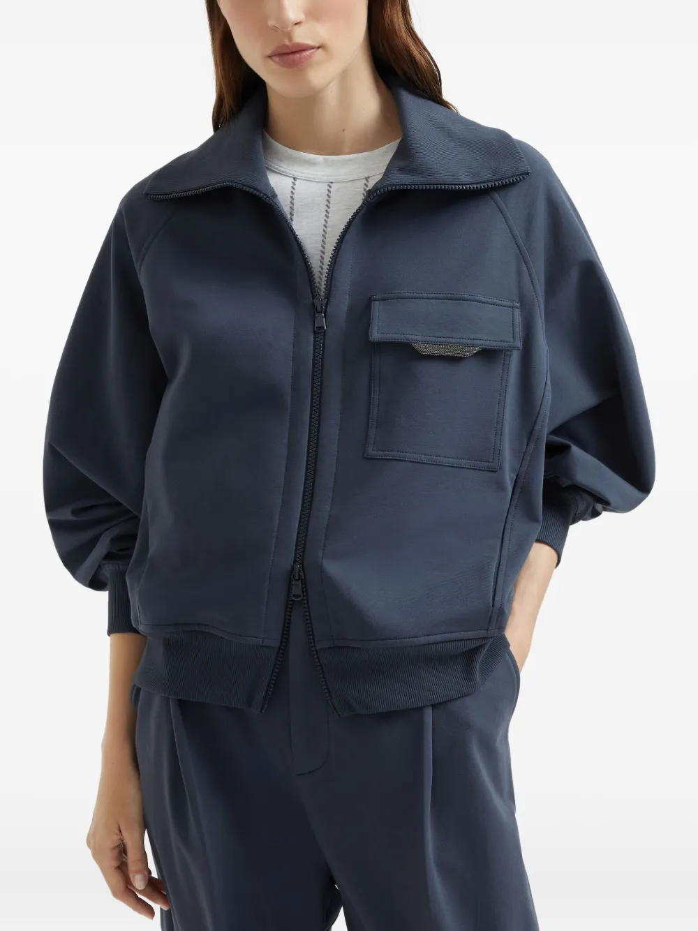 Brunello Cucinelli Monili-detail sweatshirt Blauw