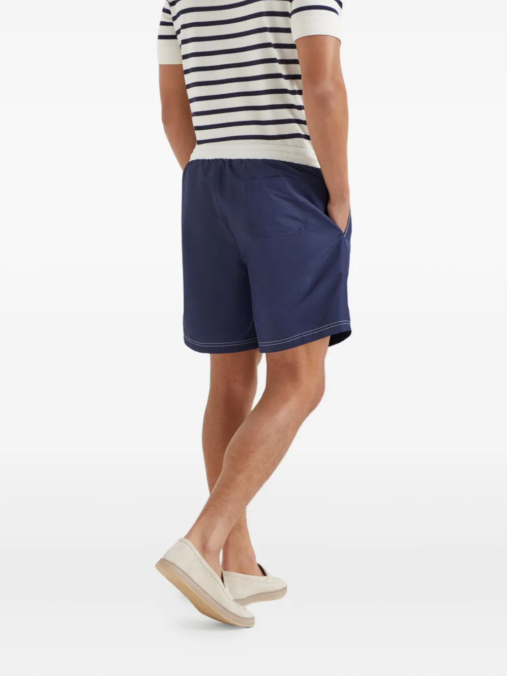 Brunello Cucinelli Zwembroek met logoprint Blauw