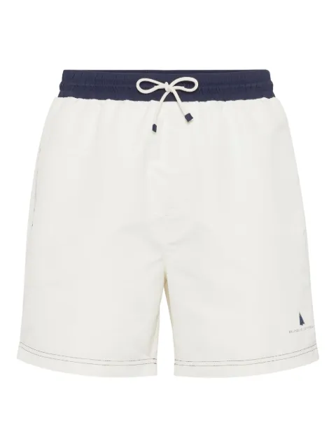Brunello Cucinelli shorts de playa con logo estampado