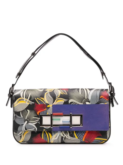 Fendi Pre-Owned 2010-2024 Leather Orchid Print 3Baguette shoulder bag