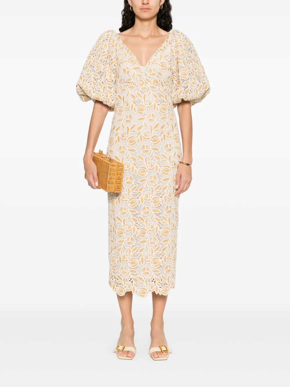 LUISA SPAGNOLI Gehaakte midi-jurk - Beige