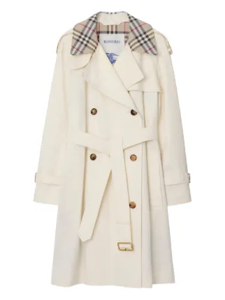 Burberry mid-length Check Collar Castleford Trench Coat | Neutrals