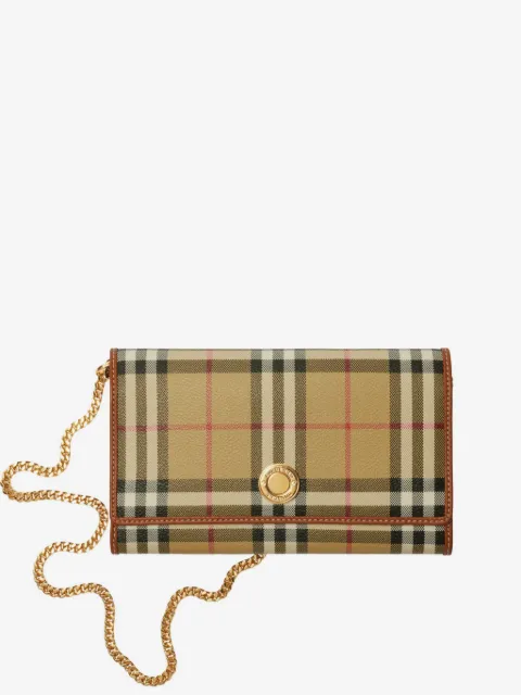 Burberry Check chain strap wallet