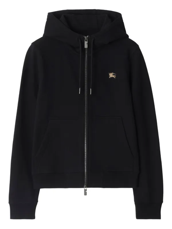 Burberry Knight-stamp Cotton Zip Hoodie in Black