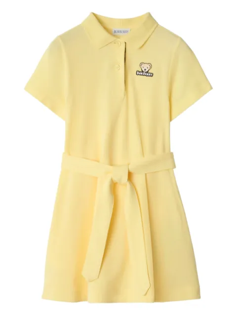 Burberry Kids vestido de algodóntejido de canalé con pliegues en la falda